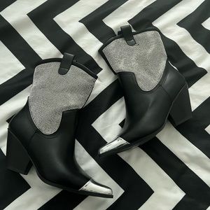 Rhinestone cowgirl boots leather